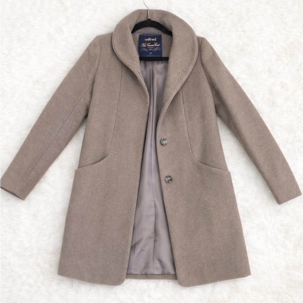 Aritzia Wilfred The Cocoon Coat Taupe Wool Blend 2XS